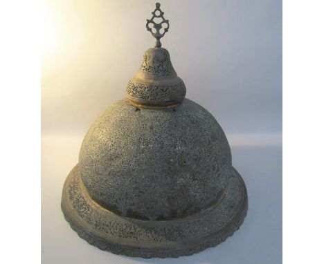 A 19c Indian ceiling light shade of domed pierced form worked with leaf and flowers, 40cm diam, 41cm h. 
