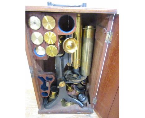A late 19c petrological microscope signed Swift &amp; Son, Tottenham Court Rd, London WC, the stage having circles graduated 