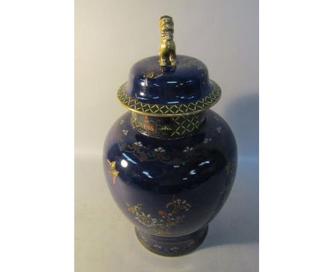 A large early 20c Carltonware jar and cover decorated in 'Basket of Flowers' design, pattern no.2184, 38cm h. 