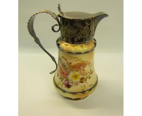 An early 20c Carltonware silver plated mounted water jug decorated on a blush ground with floral decoration, 21.5cm h. 
