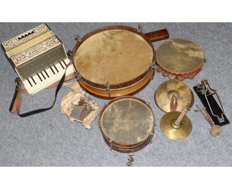 Hohner accordion and a small drum kit 