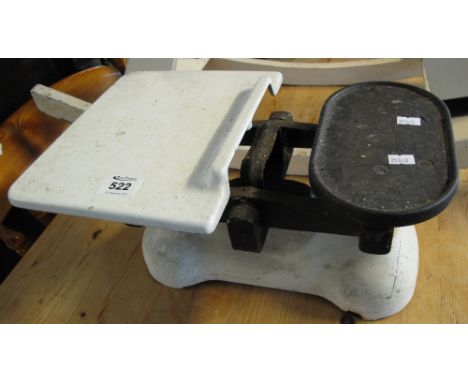 Vintage enamelled and cast metal shop scales.(B.P. 24% incl. VAT)