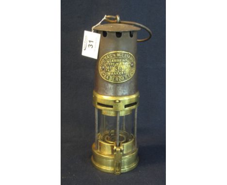 Thomas & Williams of Aberdare original brass miner's safety lamp in used condition.(B.P. 24% incl. VAT)