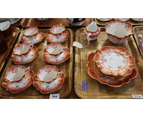 Two trays of Wileman & Co the Foley china teaware on a white ground with classical swags and figural decoration. (2)(B.P. 24%