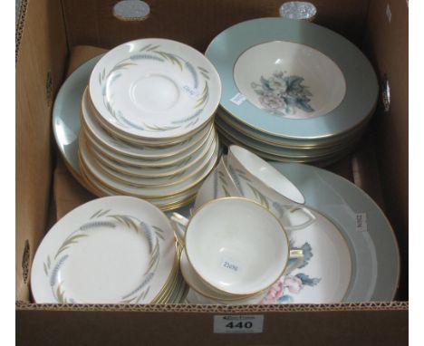 Box of china to include; Royal Worcester 'Harvest Ring', Royal Worcester 'Woodland' dinnerware. (B.P. 24% incl. VAT)