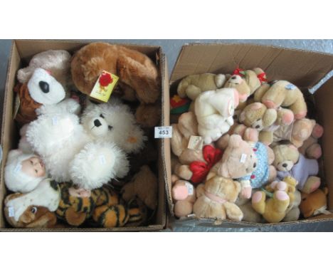 Box of soft toys, various teddy bears to include; modern Steiff, Keel toys etc. (B.P. 24% incl. VAT)