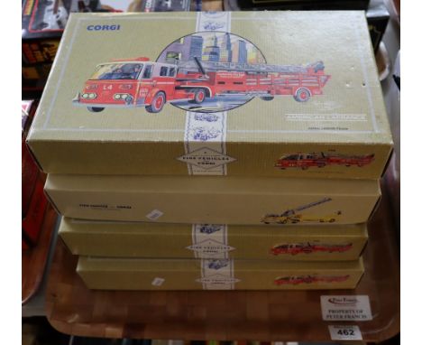Four boxed Corgi fire service vehicles to include; aerial ladder truck, aerial ladder truck Jersey City etc. (4)(B.P. 24% inc