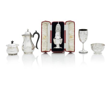 A Collection of Victorian and Edwardian SilverVarious dates and makers Comprising a octagonal baluster coffee pot, Maker H.S,