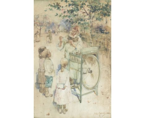James Watterston Herald (British, 1859-1914)The Knife Grinder  signed and dated 'Jas. Herald. 1890' (lower right)watercolour4