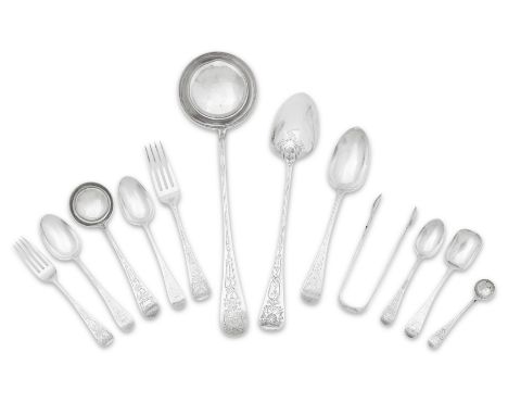 An Engraved Canteen of CutleryBy George Adams, mainly 1859 and 1860 Of old English and Hanoverian pattern, each piece engrave