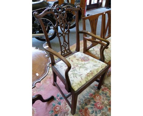 A 19th century mahogany Chippendale style pierced splat back carver chair