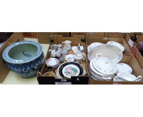 A Richmond bone china Blue rock pattern tableware in two boxes, together with miscellaneous china, including coffee cups and 