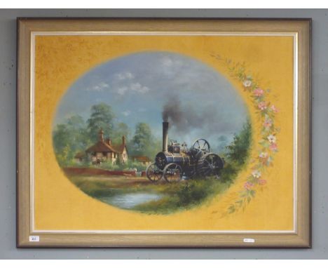 Oil painting traction engine signed Weston 1979 - IS 100cm x 74cm 