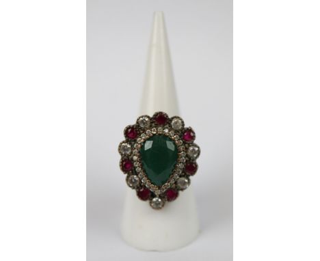 Vintage silver stone set ring - Ring size: O 