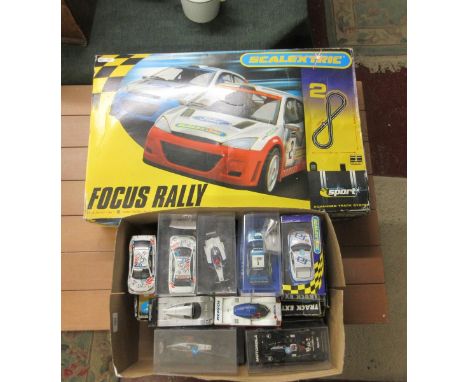 Scalextric in original box together with a box of cars 