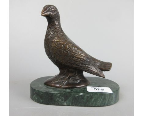 Bronze figure of&nbsp;Partridge on marble base - H: 17cm