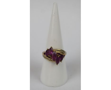 9ct amethyst set ring - Ring size: N 