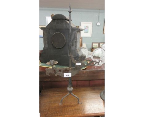 Wrought iron candlestick with cherub and dove 