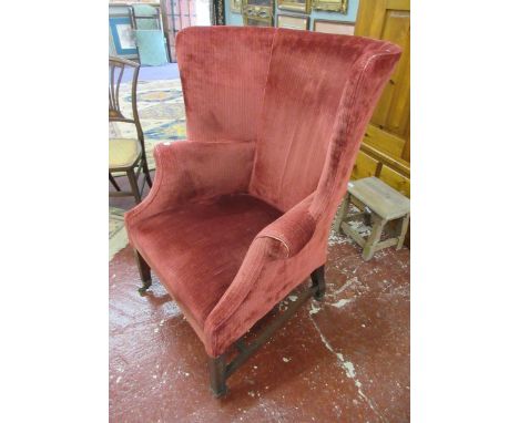 Good quality antique armchair on casters - Approx W: 77cm D: 70cm H:104cm