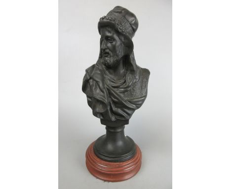 Bronze bust of gent - H: 38cm 