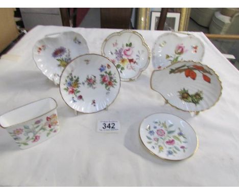 6 pin dishes and a pot including Minton, Royal Crown Derby and Royal Worcester