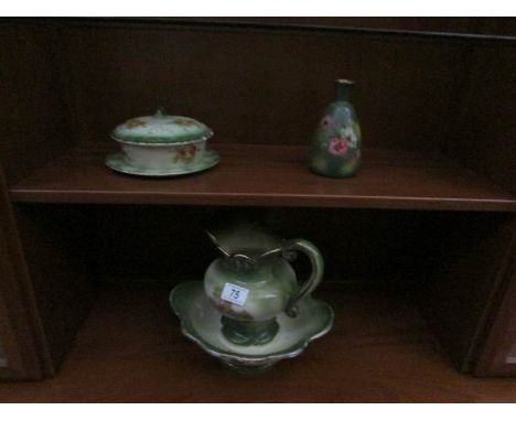 A jug, basin, butter dish and vase A/F