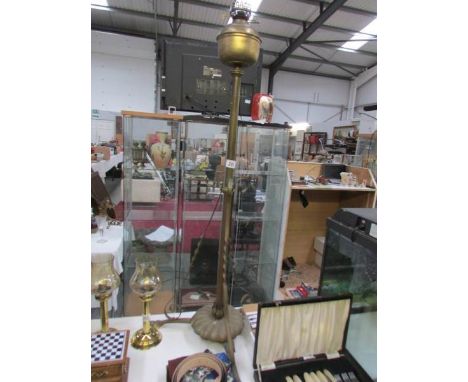 A Victorian brass standard oil lamp