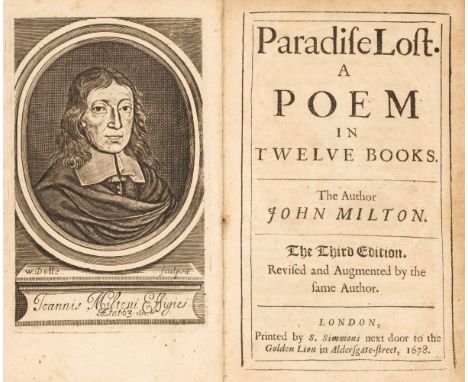 Milton (John). Paradise Lost. A Poem in Twelve Books, 3rd edition, Revised and Augmented by the same Author, London: printed 