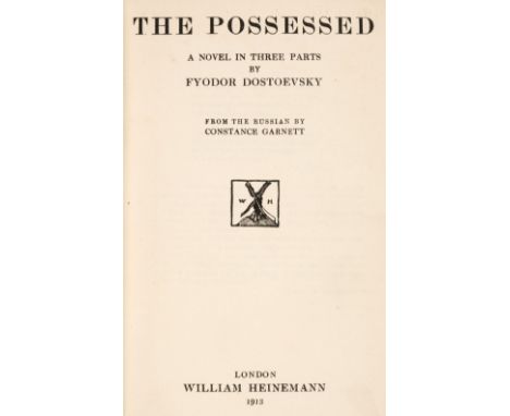 Dostoevsky (Fyodor). The Possessed. A Novel in Three Parts, from the Russian by Constance Garnett, 1st edition in English, Lo