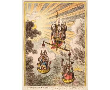 * Gillray (James). The Cabinetical Balance. N B. The representation of, the astonishing strength &amp; Influence of the Rays 