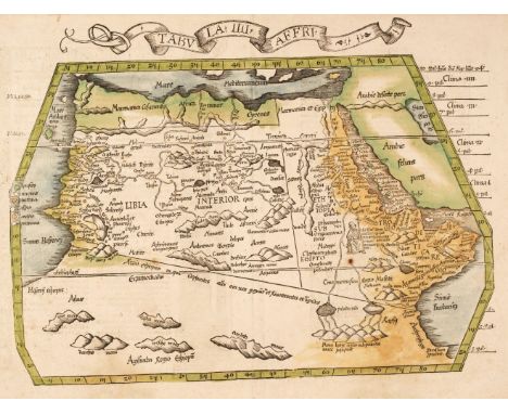 North Africa. Fries (Lorenz), Tabula IIII Affri, 1st edition, J. Gruninger, Strasbourg, 1522, woodblock map with early but cr