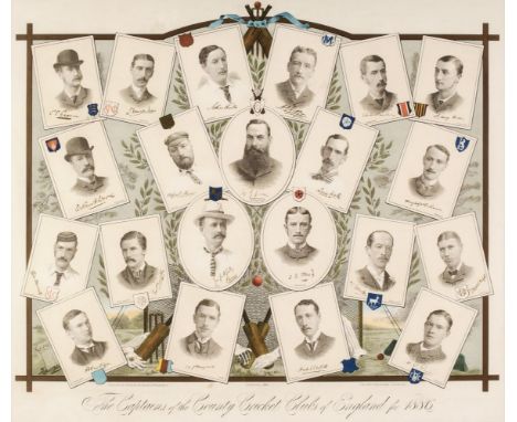 * Cricket. The Captains of the County Cricket Clubs of England for 1886, designed and printed by Blake &amp; Mackenzie, Fine 