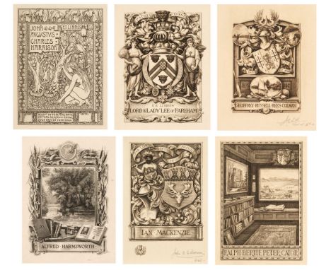 * Bookplates. A collection of 46 bookplates engraved by John Augustus Charles Harrison (1872-1955), seventeen being on large 