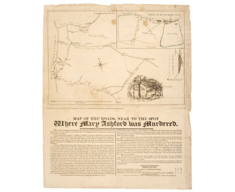 Murder Map. Radclyffe (W &amp; T), Map of the Roads, near the spot where Mary Ashford was Murdered, Surveyed by Rowland Hill 