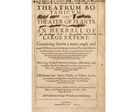 Parkinson (John). Theatrum Botanicum: The Theater of Plants. Or, An Herball of a Large Extent: Containing therein a more ampl