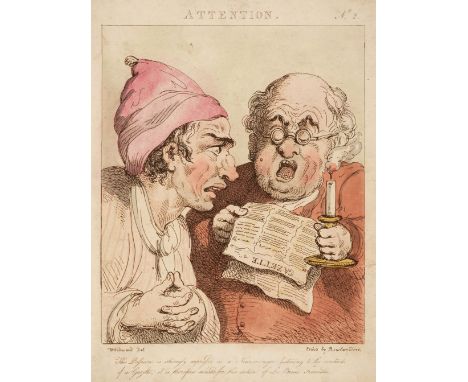 * Rowlandson (Thomas). Thirteen etchings  of the Human Passions, Attention, Admiration, Admiration with Astonishment, Venerat