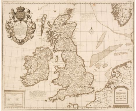 British Isles. Carte des trois Royaumes D'Angleterre D'Ecosse et D'Irlande..., 1735, unattributed uncoloured engraved map, ba