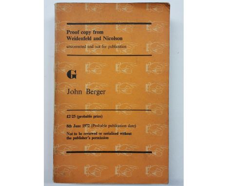 Berger (John). G, proof copy, London: Weidenfeld and Nicholson, 1972, uncorrected proof copy, some light toning &amp; spottin
