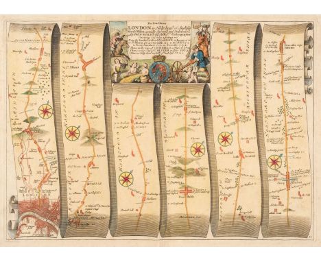 Ogilby (John). A collection of eight maps, all commencing from London, The Road from London to Holy-head co. Anglesey, North 
