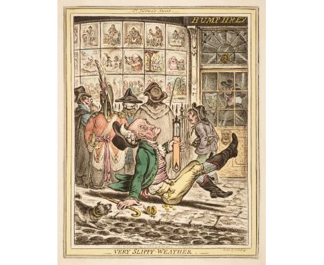 * Gillray (James). Very Slippy Weather &amp; Sad Sloppy Weather, H. Humphrey, February 10th 1808, two etchings with bright co