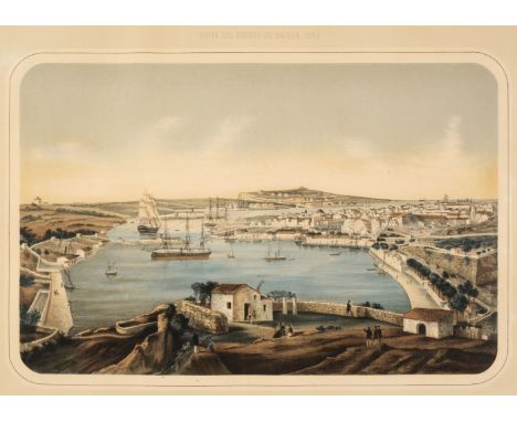* Menorca. Vista del Puerto de Mahon, 1860, an unattributed lithograph with bright contemporary hand-colouring, large margins