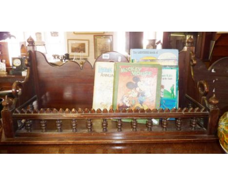 Victorian Gothic mahogany wall shelf with turned detailing