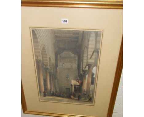 David ROBERTS R.A. (1796-1864) lithograph of Metwalys Mosque interior, plate size 19.5" x 14"
