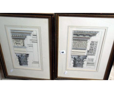 Pair of framed Architectural engravings