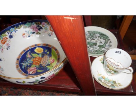 Victorian china punch bowl, a moustache cup & saucer, and a Poole pottery "Poole Harbour" plate