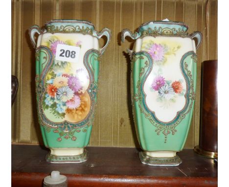 Pair of early Noritake vases (A/F) 10" tall
