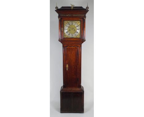 A George III oak eight day longcase clock, the 12 inch square brass dial signed 'Dav Collier, Gatley', with inner ring of Rom