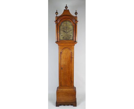 A George III oak eight day longcase clock, the 12 inch arched brass dial signed 'Knight, West Marden', with centred subsidiar