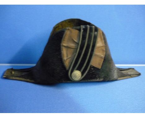 British bicorn hat with silk lining for details for William Anderson &amp; Son, Edinburgh, complete with leather sweatband an
