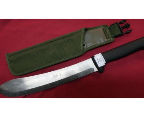 Sheffield made J Adams Ltd machete with 12 inch blade and military style webbing sheath 